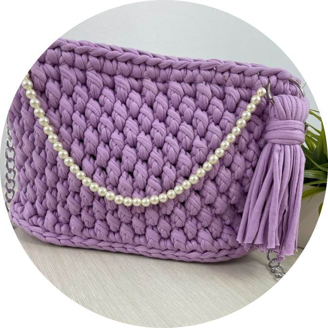 Bolso tejido en trapillo - ejemplo del curso